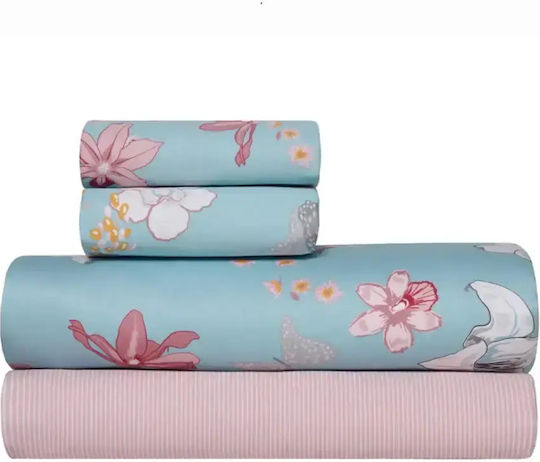 Kentia Darlyn Set Bed Sheets Double 240x270cm Ciel-pink 4pcs