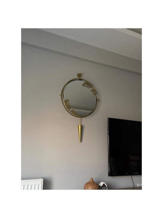 SteweHome Oglindă de Perete cu Ramă Metalică Galbenă și Iluminare LED 90x50cm