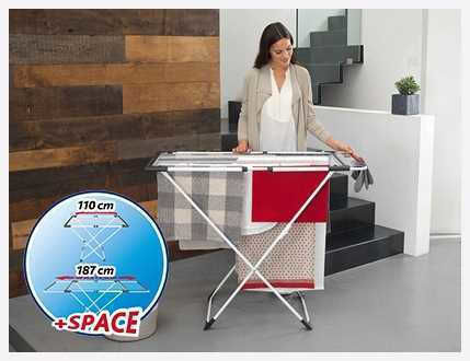 Vileda Surprise Folding Floor Clothes Drying Rack for Balcony Stainless Steel with Wheels