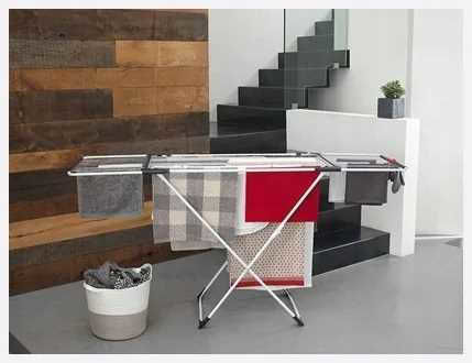 Vileda Surprise Folding Floor Clothes Drying Rack for Balcony Stainless Steel with Wheels