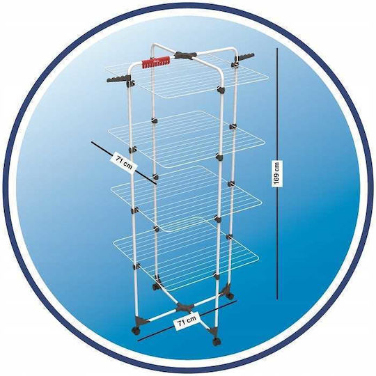 Vileda Mixer 4 Uscător Rufe Pliabil de Pardoseală Turn Inox cu Roți