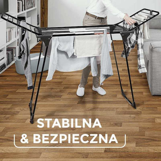 Vileda King Folding Floor Clothes Drying Rack with Wings Stainless Steel with Wheels