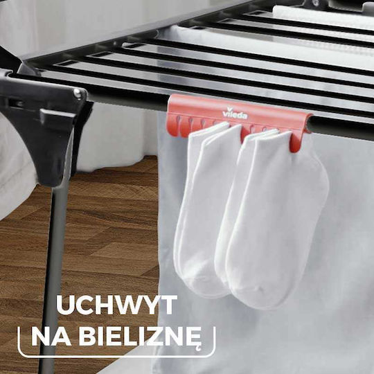 Vileda King Folding Floor Clothes Drying Rack with Wings Stainless Steel with Wheels