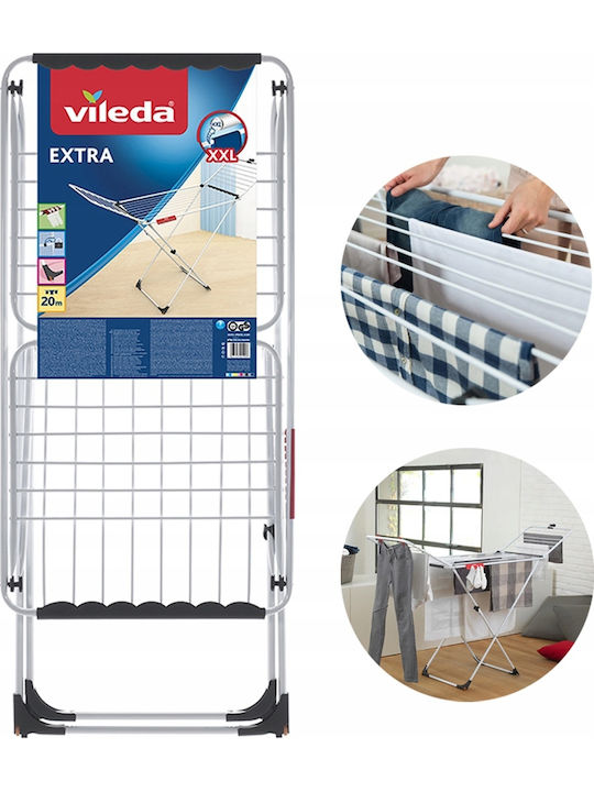Vileda Extra Folding Floor Clothes Drying Rack Made of Stainless Steel