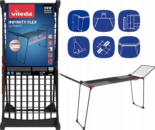 Vileda Infinity Flex Πτυσσόμενη Απλώστρα Δαπέδου με Ρόδες