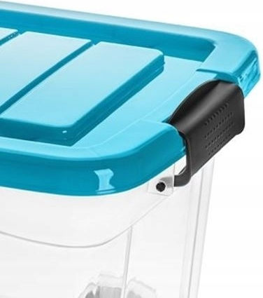 Roller Plastic Storage Box with Wheels and Transparent Lid 45cm