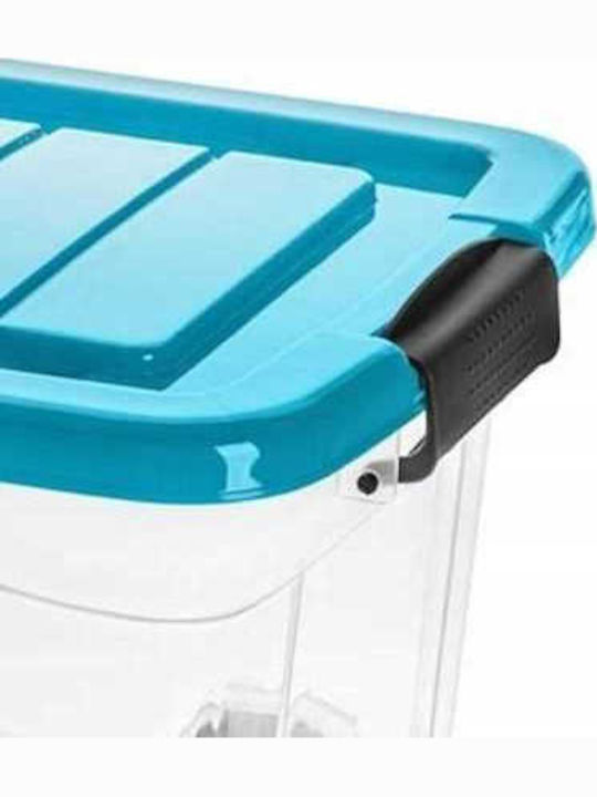 Roller Plastic Storage Box with Wheels and Transparent Lid 45cm