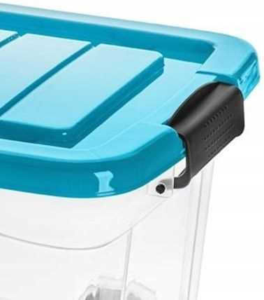 Roller Plastic Storage Box with Wheels and Transparent Lid 45cm
