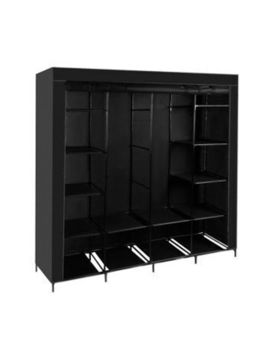 Dulap Din Material Cu Fermoar Și Rafturi În Culoare Neagră 170x42x170cm Dulap Din Material Cu Fermoar Și Rafturi În Culoare Neagră 170x42x170cm