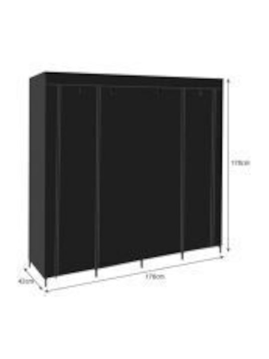 Dulap Din Material Cu Fermoar Și Rafturi În Culoare Neagră 170x42x170cm