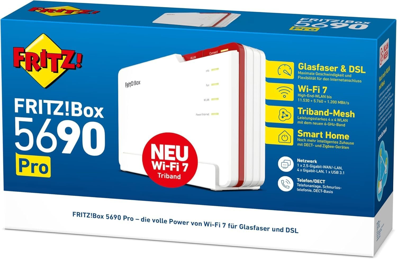 AVM FRITZ!Box 5690 Pro Fiber GPON Ασύρματο VDSL2 Modem Router Wi‑Fi 7 με 4 Θύρες