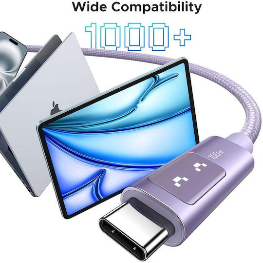 Ugreen LED USB 2.0 Kabel USB-C männlich - USB-C 100W PD Lila 2m 65216