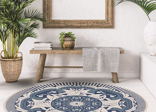 Tulup Antirutsch Rund Blau Wohnzimmer Teppich Φ140cm