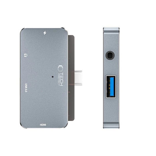 Tech-Protect V6 USB-C Docking Station με 4K PD Γκρι