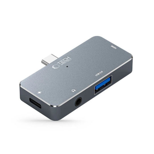 Tech-Protect V6 USB-C Docking Station με 4K PD Γκρι