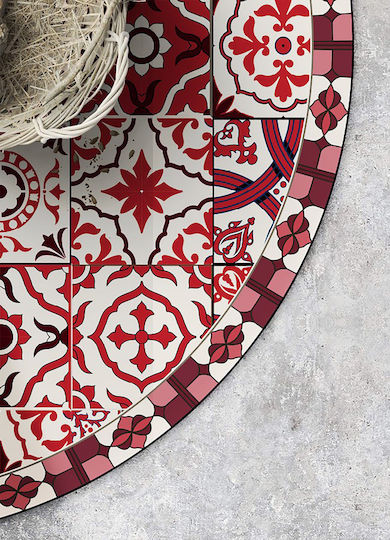 Tulup Non-Slip Round Red Rug Φ120cm