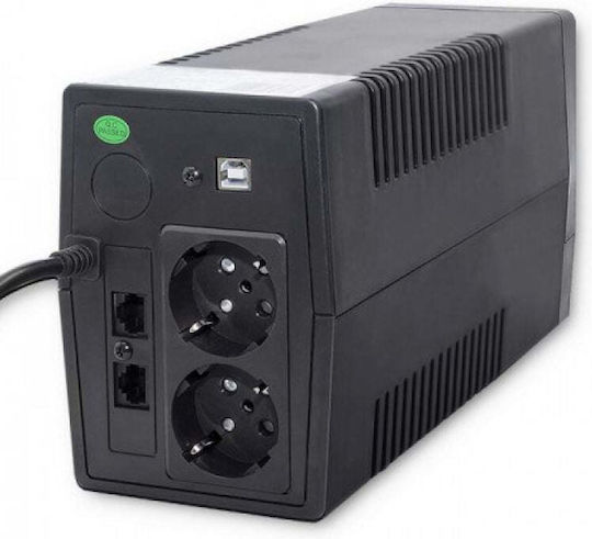 Qoltec 53980 UPS Line-Interactive 1000VA 600W με 2 Schuko Πρίζες