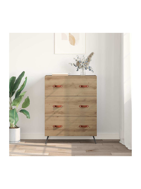 vidaXL Sideboard aus Holz & Metall mit Schubladen Eiche 69,5x34x90cm