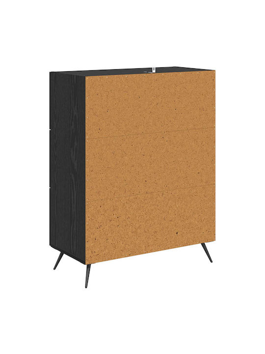 Sideboard aus Holz & Metall mit Schubladen Schwarze Eiche 69.5x34x90cm