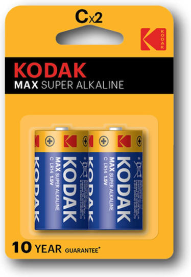 Kodak Max Super Alkaline Batteries C 1.5V 2pcs