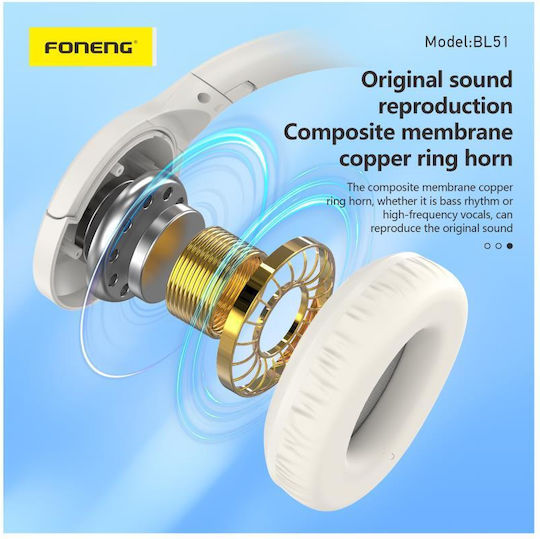 Foneng BL51 Fără fir Bluetooth Over Ear Căști cu 60 ore de Funcționare Negre