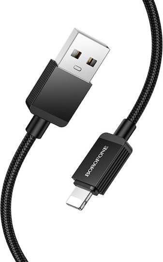 Borofone Braided USB-A la Cablu Lightning 18W Negru 1m