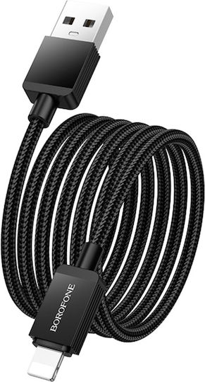 Borofone Braided USB-A la Cablu Lightning 18W Negru 1m