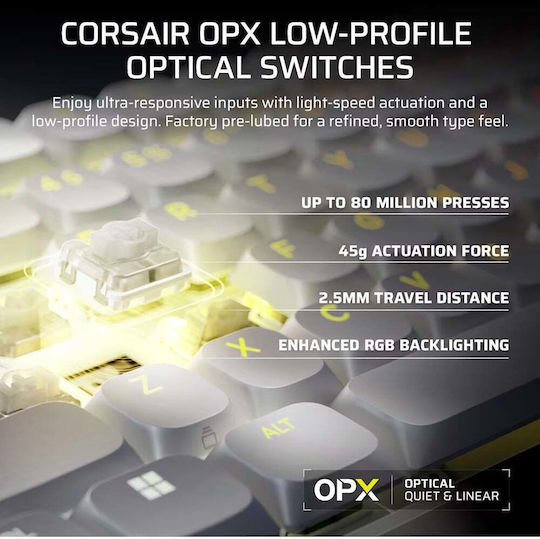 Corsair Vanguard 99 Wireless Gaming Mechanical Keyboard with Corsair OPX Switches and RGB Lighting English US White