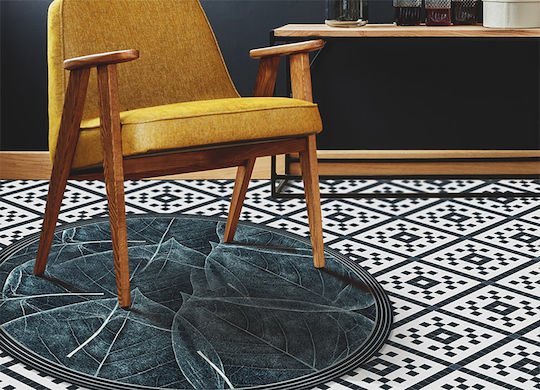 Tulup Runder Blauer Wohnzimmer Teppich Φ90cm