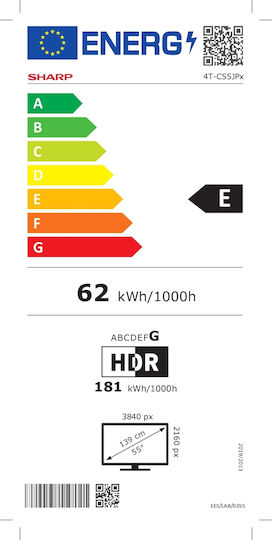 Sharp Smart Τηλεόραση 55" 4K UHD QLED 55JP7265E HDR (2025)