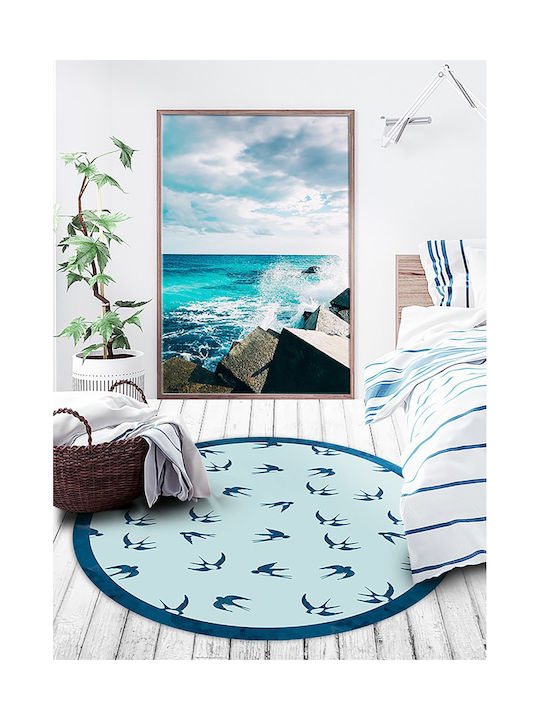 Tulup Χαλί Στρογγυλό Μπλε Φ120cm