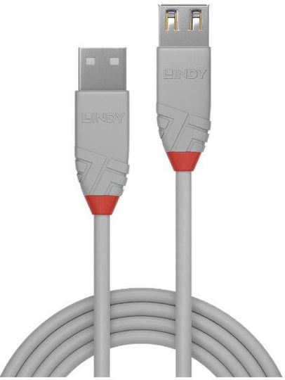 Lindy USB 2.0 Кабел USB-A мъжки - USB-A мъжки Сив 1м 36712