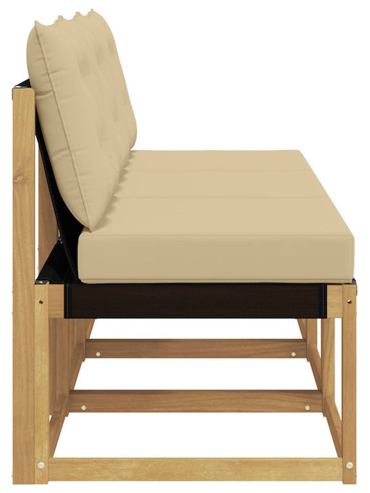 Three-Seater Outdoor Wooden Sofa with Cushions
