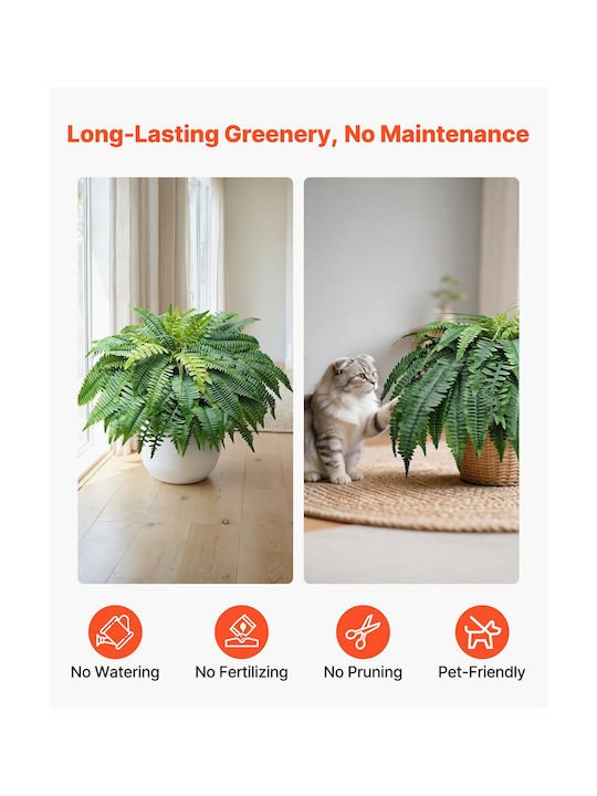 Vevor Artificial Boston Fern 114.3 Cm 63 Leaves Set Of 2 Pieces Indoor Outdoor Use
