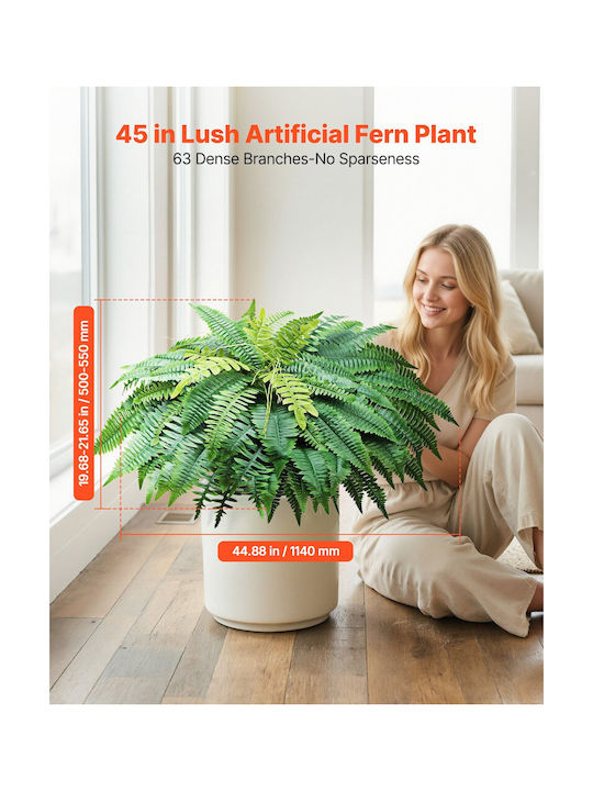 Vevor Artificial Boston Fern 114.3 Cm 63 Leaves Set Of 2 Pieces Indoor Outdoor Use