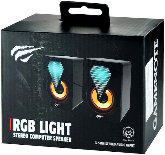 Havit SK210 Mini Ηχεία Υπολογιστή 2.0 με RGB Φωτισμό και Ισχύ 3W σε Μαύρο Χρώμα