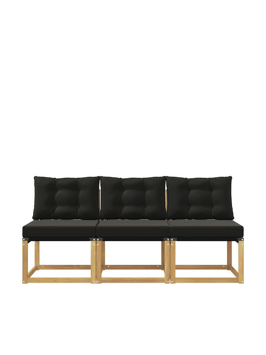 Dreisitziges Outdoor-Sofa Hölzernes mit Kissen