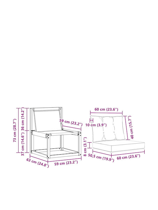 Dreisitziges Outdoor-Sofa Hölzernes mit Kissen