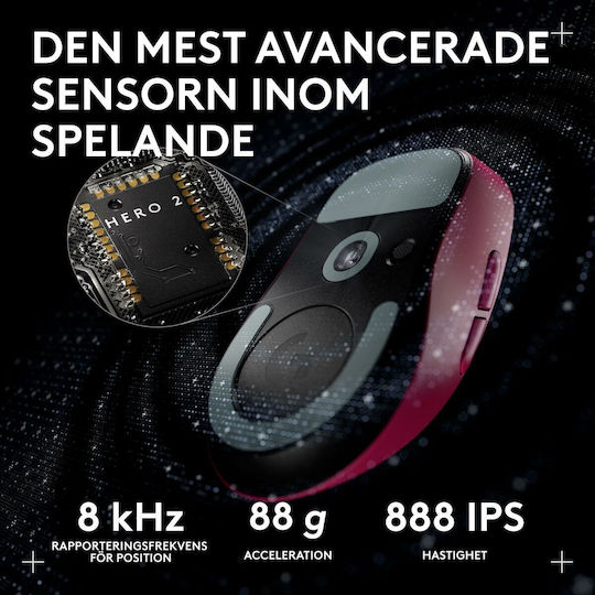 Logitech Pro X Superlight 2c Ασύρματο Gaming Ποντίκι Ροζ
