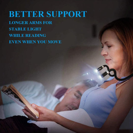 Led Reading Lamp Zola 2 Light Sources 3 Lighting Modes Neck Positioning Battery Powered 56 Cm Black