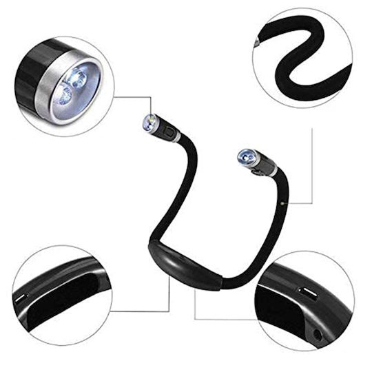 Led Reading Lamp Zola 2 Light Sources 3 Lighting Modes Neck Positioning Battery Powered 56 Cm Black