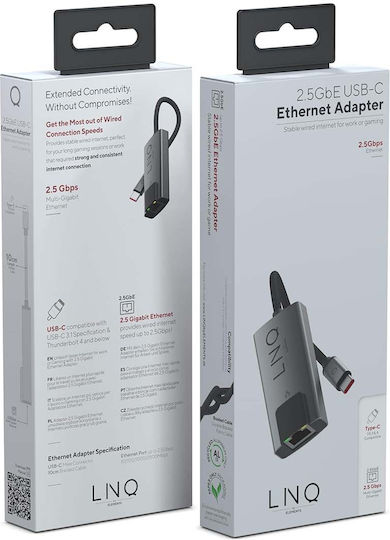LinQ LQ48023 Adaptor Rețea USB-C cu Conexiune Cablată Ethernet