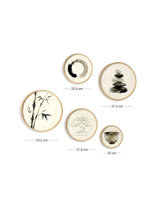 Megapap Set Wooden Wall Decor Nima 5 Pieces