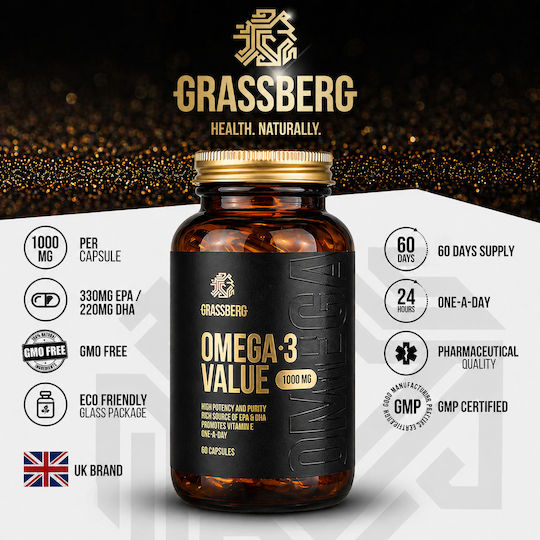 Grassberg Omega 3 Value Ιχθυέλαιο 1000mg 60 κάψουλες