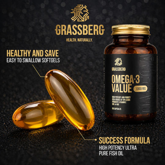 Grassberg Omega 3 Value Ιχθυέλαιο 1000mg 60 κάψουλες