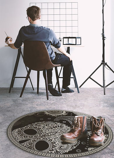 Tulup Non-Slip Round Black Rug Φ60cm