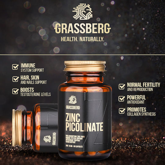Grassberg Zinc Picolinate με Βιταμίνη C 60 κάψουλες