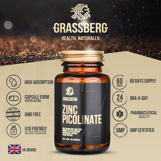 Grassberg Zinc Picolinate με Βιταμίνη C 60 κάψουλες