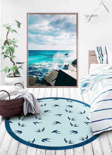 Tulup Χαλί Στρογγυλό Μπλε Φ150cm