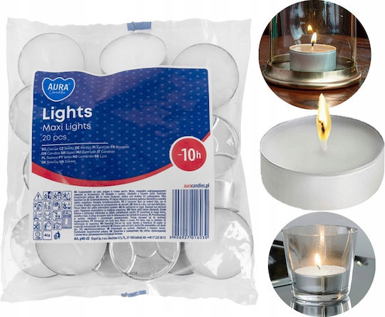 Aura Glass Aromatic Tealights In White Colour 20 Pieces